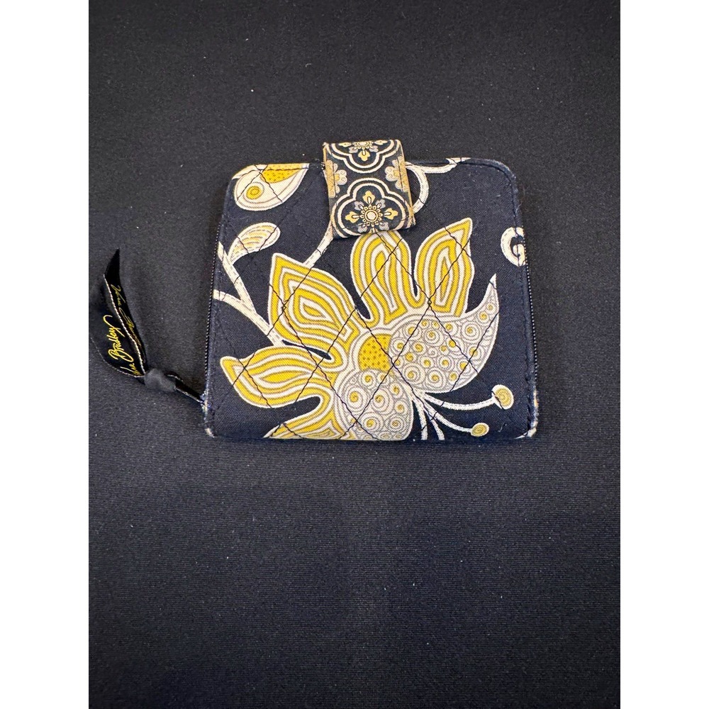 Vera Bradley Women's Floral Bifold Wallet Black Yellow White Credit Card